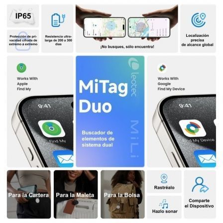Leotec MiTag Duo Localizador GPS Blanco con Llavero Marrón